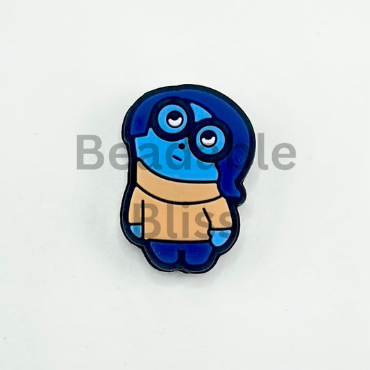 Little Blue Cute Man Sadness  Silicone Focal Beads