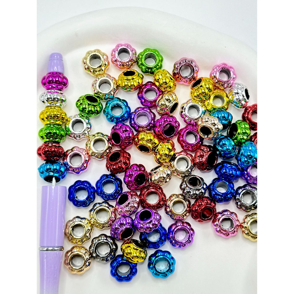 Plastic Lantern Acrylic Beads with Big Hole in Solid Colors, Random Mix, 12MM