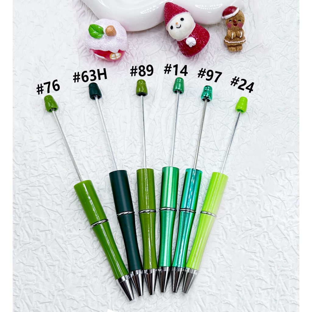 DIY Beadable Christmas Red & Green Color Plastic Pens