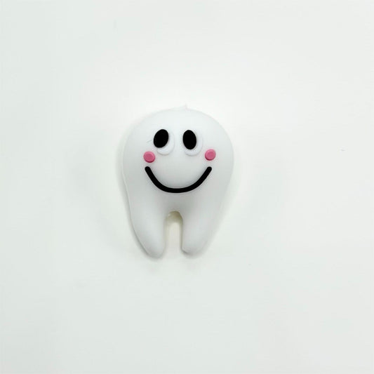 3D White Tooth with Smile Face Dentist Silicone Focal Beads