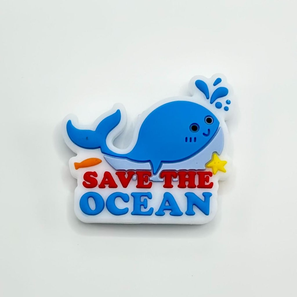 Cute Whale Save the Ocean Silicone Focal Beads