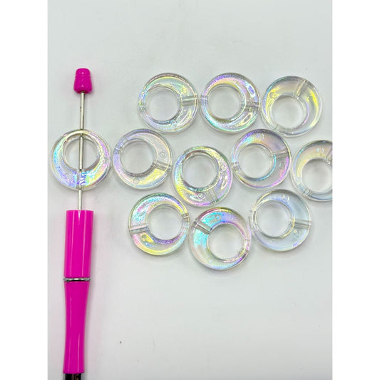 DIY Shiny Clear AB Color Round Circle Base Acrylic Beads, Random Mix, 27MM