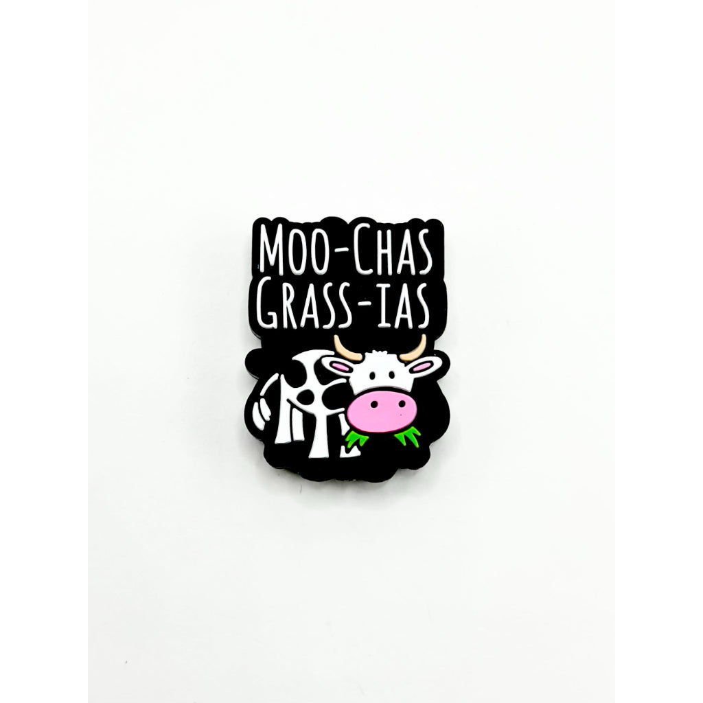 Moo-Chas Grass-Ias Cow Grazes Silicone Focal Beads