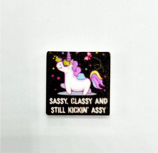 Unicorn in Glasses Sassy Glassy And Still Kickin Assy Silicone Focal Beads