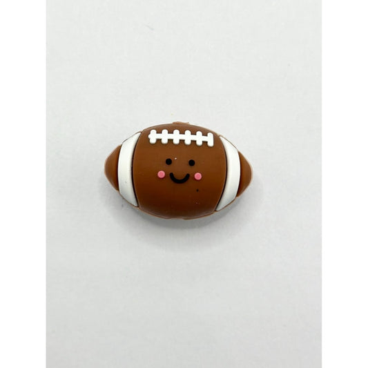 3D Little Cute Smile Face American Football Sports Silicone Focal Beads