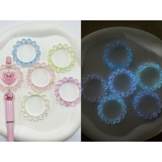 Luminous Translucent Loop Ring Acrylic Beads, Random Mix, 43MM