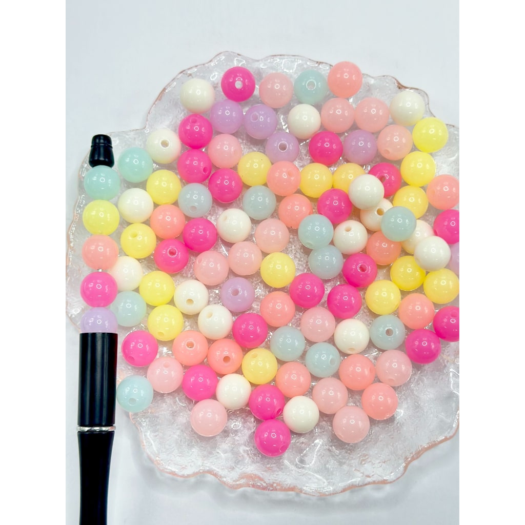 12mm Beads, Round Jelly Acrylic Beads in Candy Colors, Size 12mm, Random Mix Package