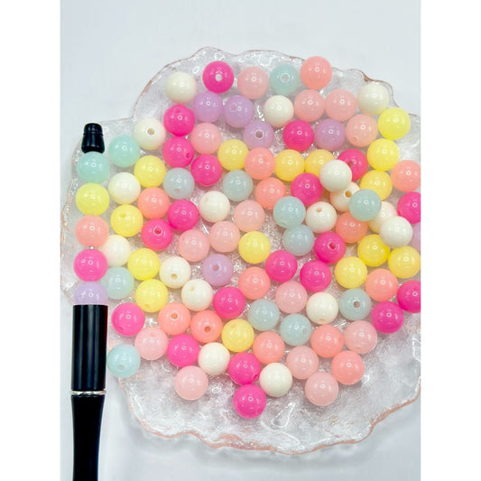 12mm Beads, Round Jelly Acrylic Beads in Candy Colors, Size 12mm, Random Mix Package