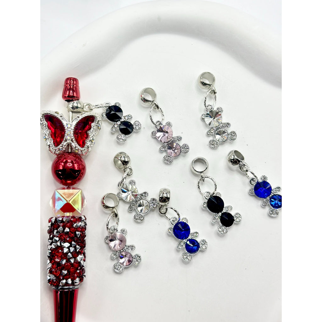 Little Bear Alloy Charm Chain with Rhinestone for Pen, Around 36MM