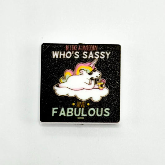 Unicorn Who's Sassy and Fabulous Silicone Focal Beads