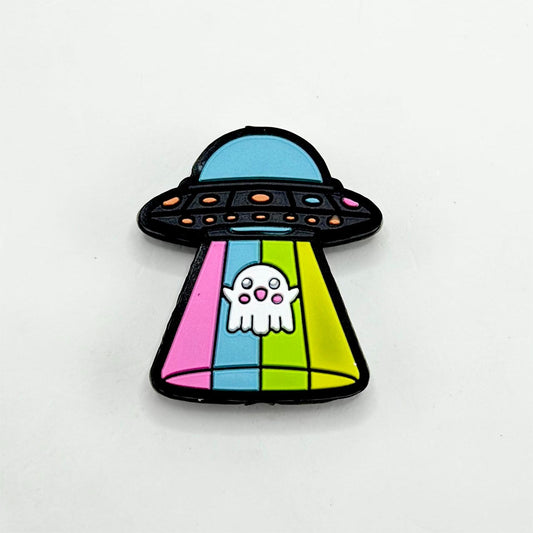 Little Cute Ghost and Rainbow UFO Alien Abduction Silicone Focal Beads