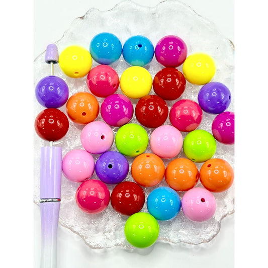 Large Solid Color Round Acrylic Beads, Random Mix, 20MM