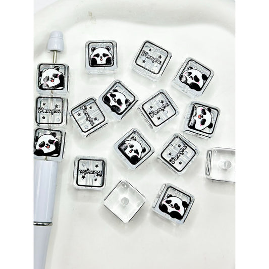 Panda Clear Square Cube Acrylic Beads, Random Mix, 16MM