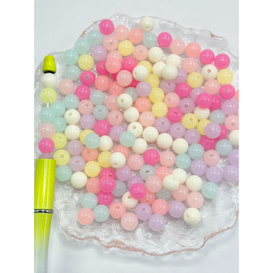 10mm Beads, Mix of Round Acrylic Beads in Candy Jelly Color, Size 10mm