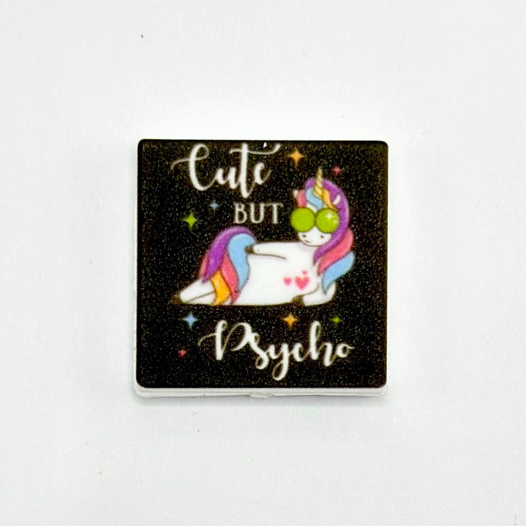 Unicorn Cute But Psycho Silicone Focal Beads