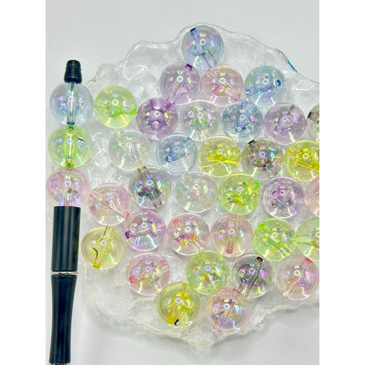 Colorful Clear Round Acrylic Beads, Random Mix, 20MM