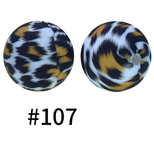 Cheetah Jaguar Printed Silicone Beads Number 107