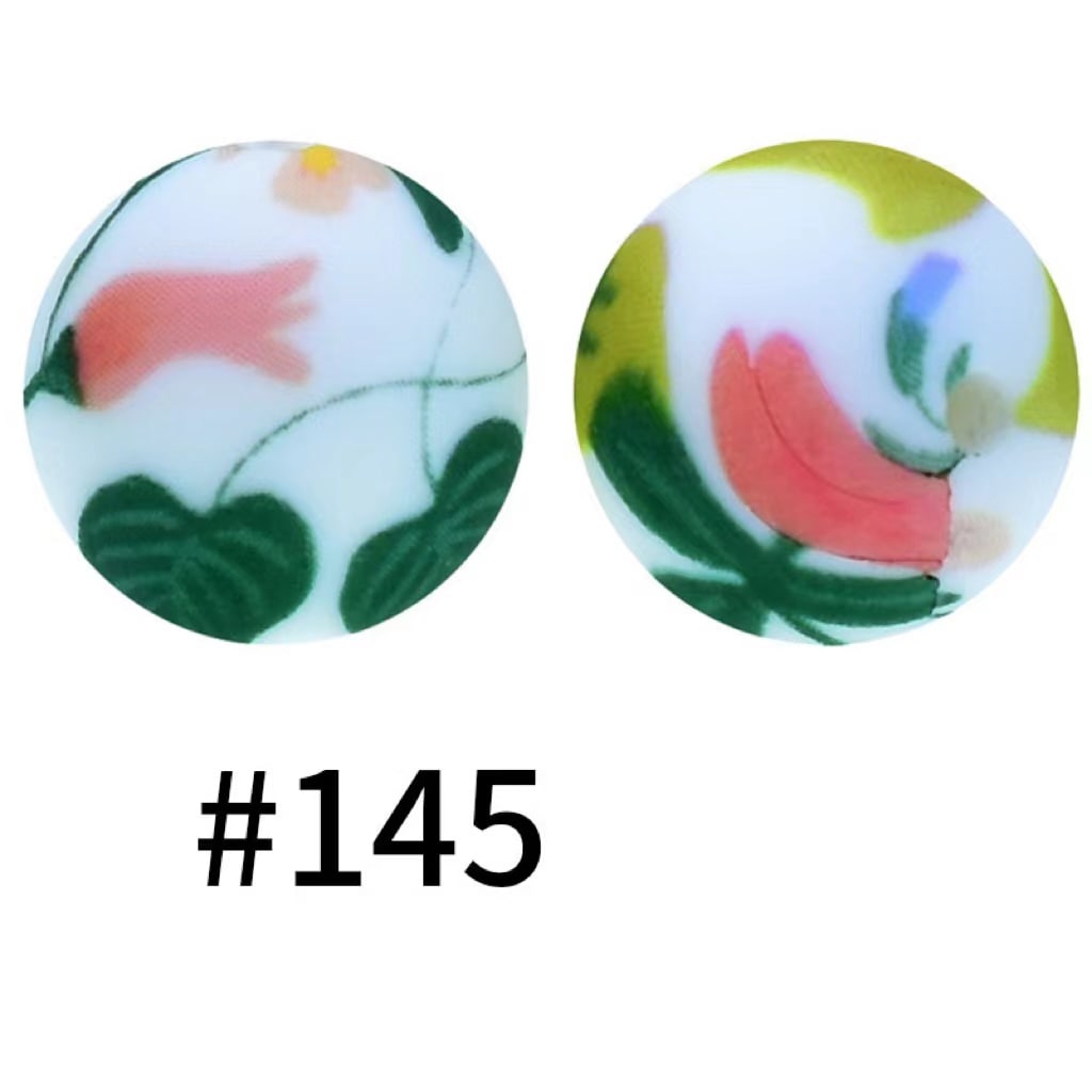 Tulip Flower Printed Silicone Beads Number 145