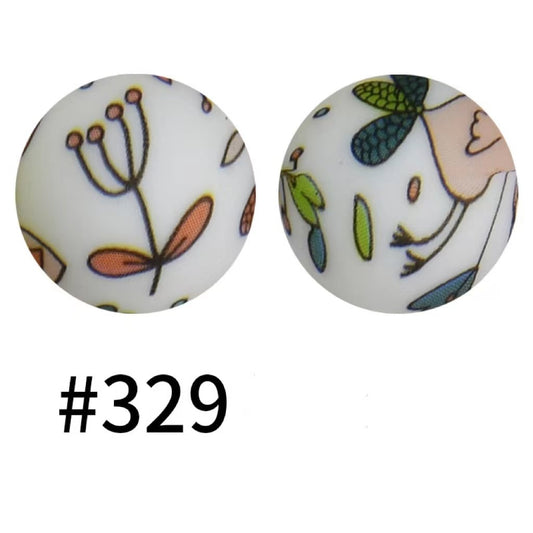 Flower Chicken Printed Silicone Beads Number 329