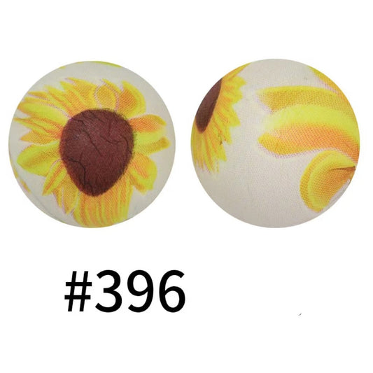 Sunflower on White Printed Silicone Beads Number 396