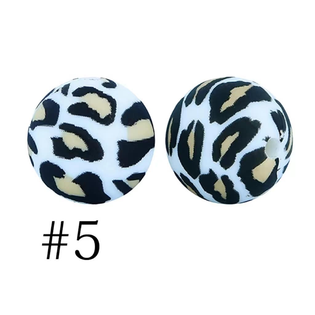 Jaguar Printed Silicone Beads Number 5